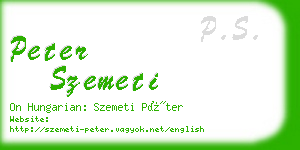 peter szemeti business card